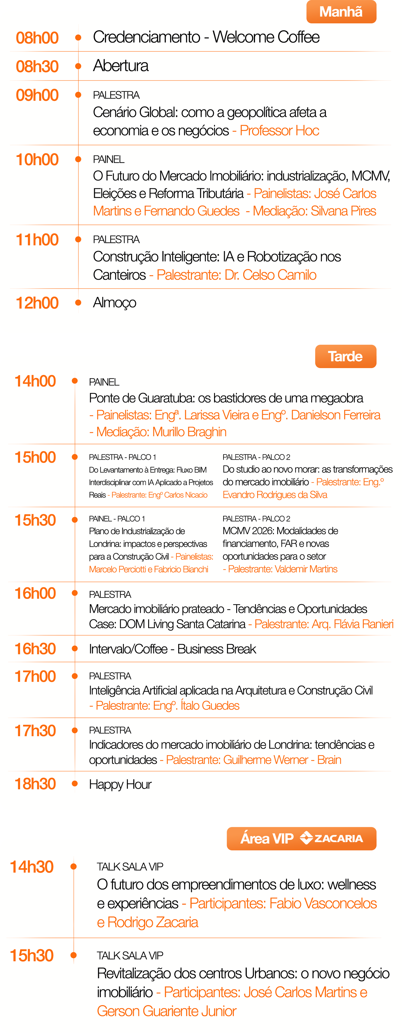 Programação completa do evento