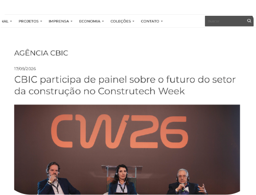 Matéria da Agência CBIC: CBIC participa de painel sobre o futuro do setor da construção no Construtech Week